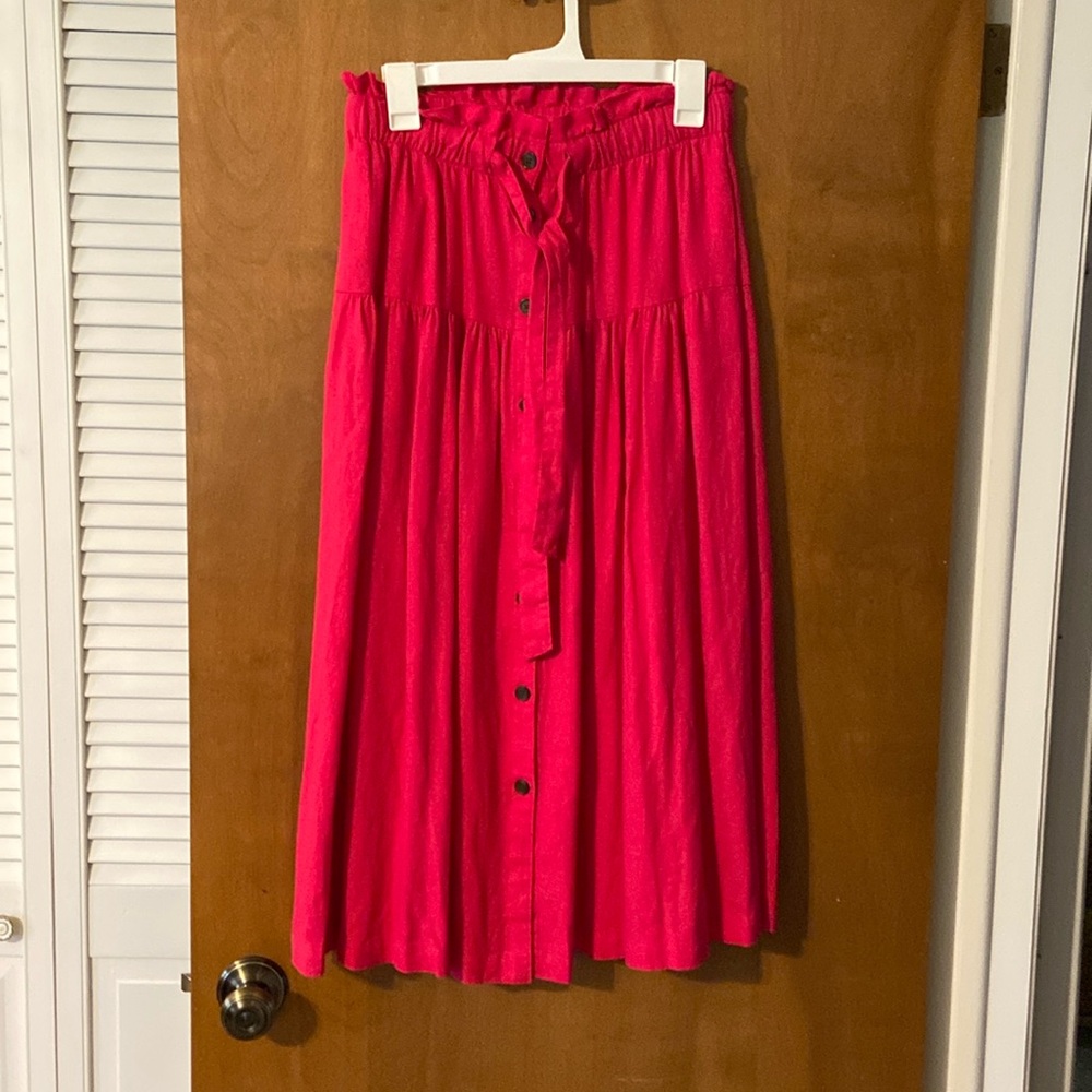 Hot pink midi skirt